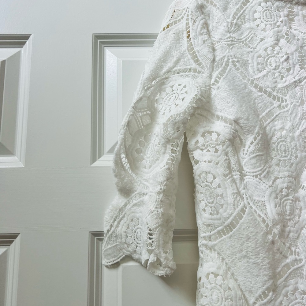 Elegant White Lace Long Sleeve Dress - Picture 7 of 8